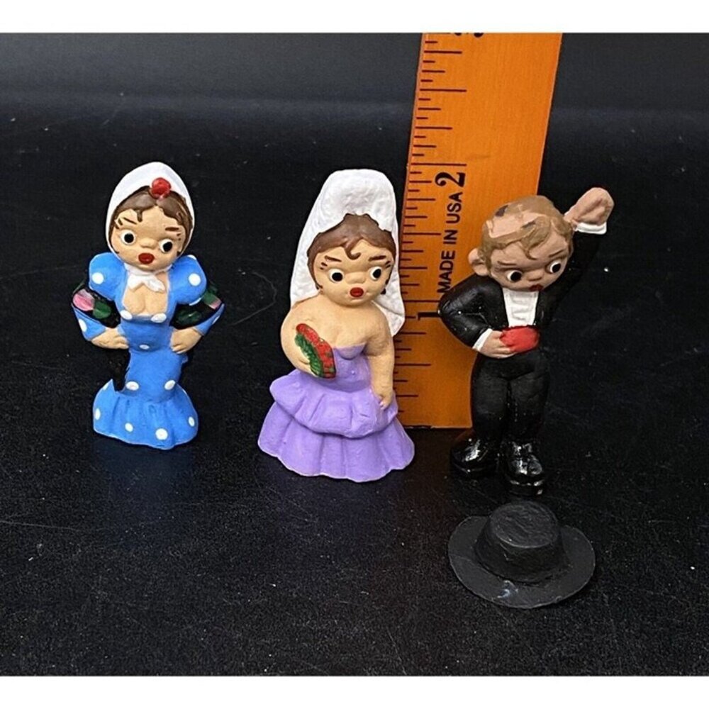 Spanish Flamenco Dancer Matador Mud People Lot 3 Clay Terra Cotta Alborox #14 - Picture 2 of 8